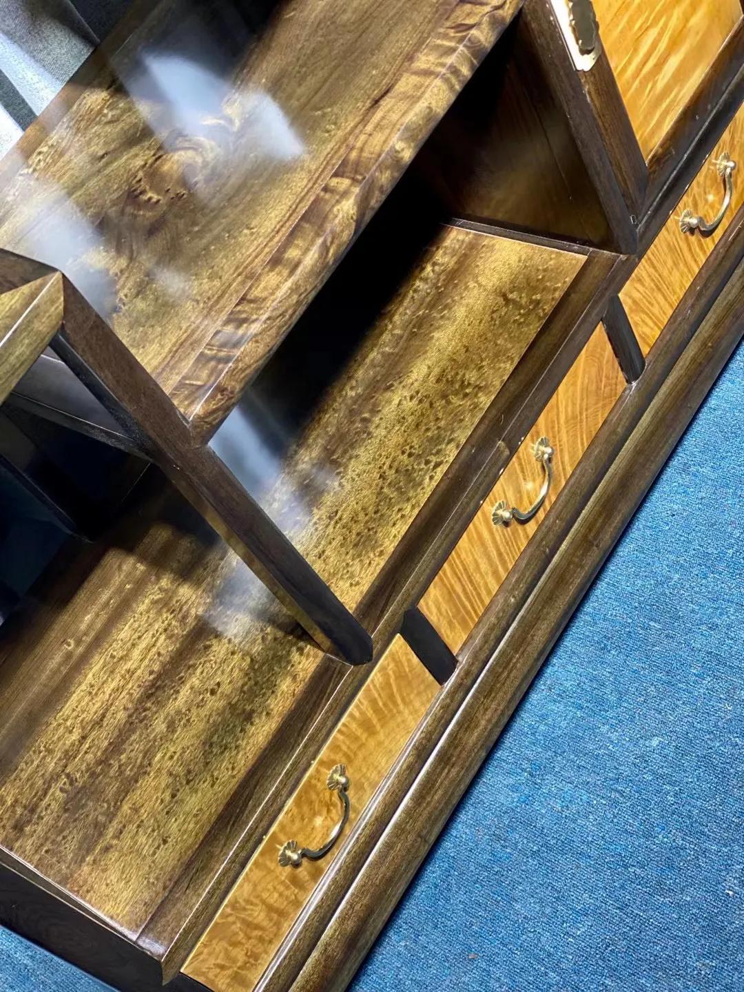 阴沉木乌木金丝楠首饰盒,金丝楠乌木全独板博古架