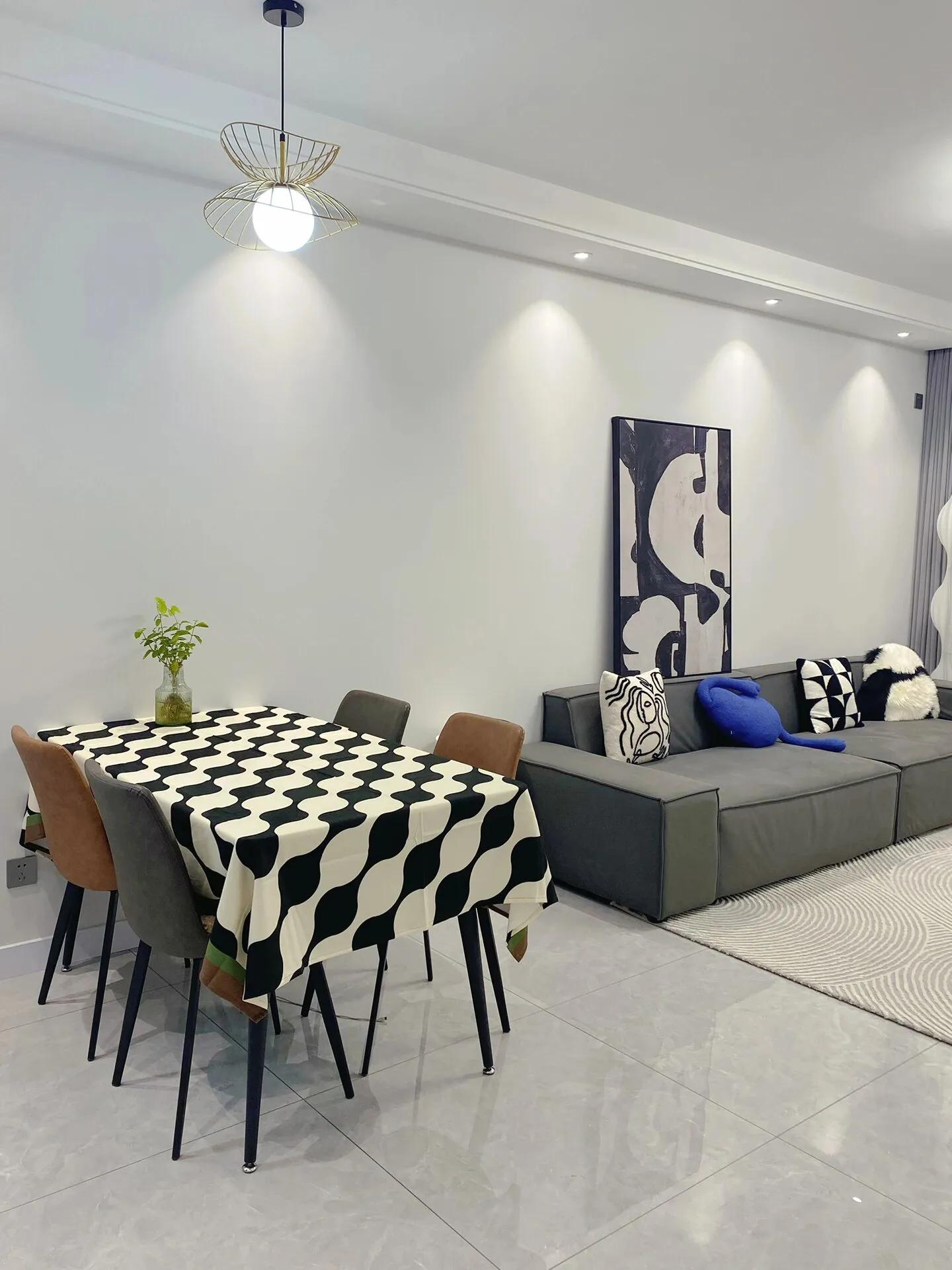 客餐厅一体吧台装修效果图,20平餐客一体装修