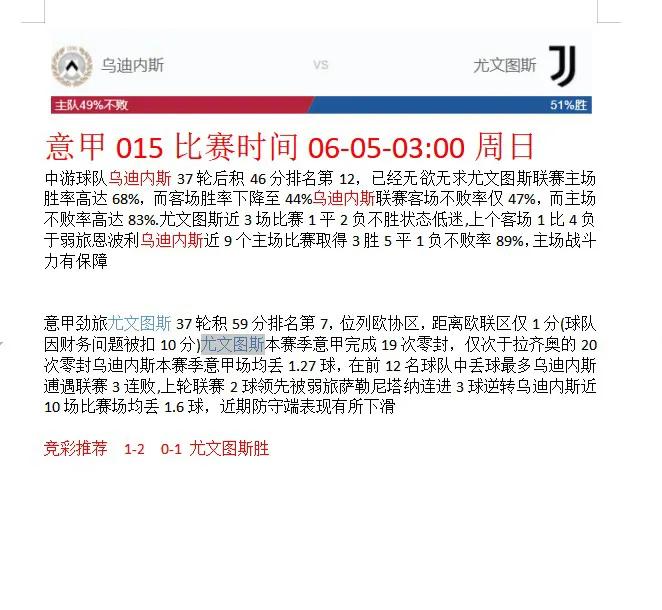 6-4号周日足球赛事分析预测