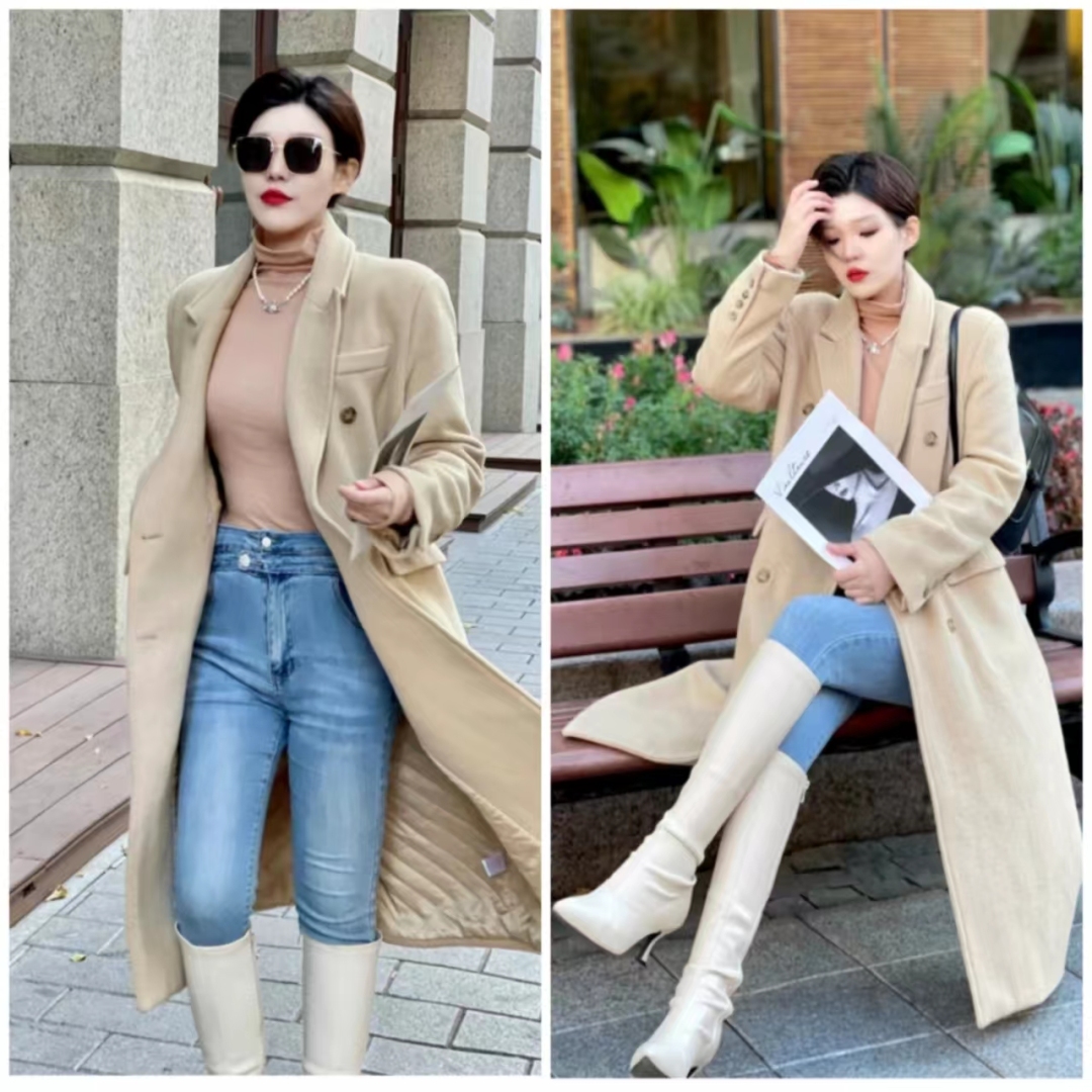 大衣搭长靴知性十足,大衣配阔腿裤让你气场翻倍