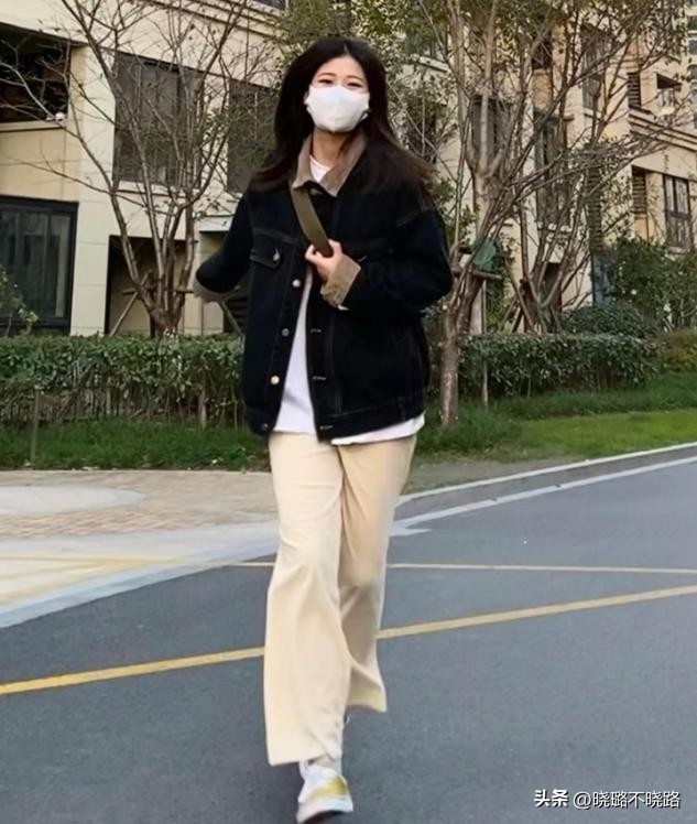 今年最洋气的阔腿杏色裤春秋新款,女款杏白加绒裤