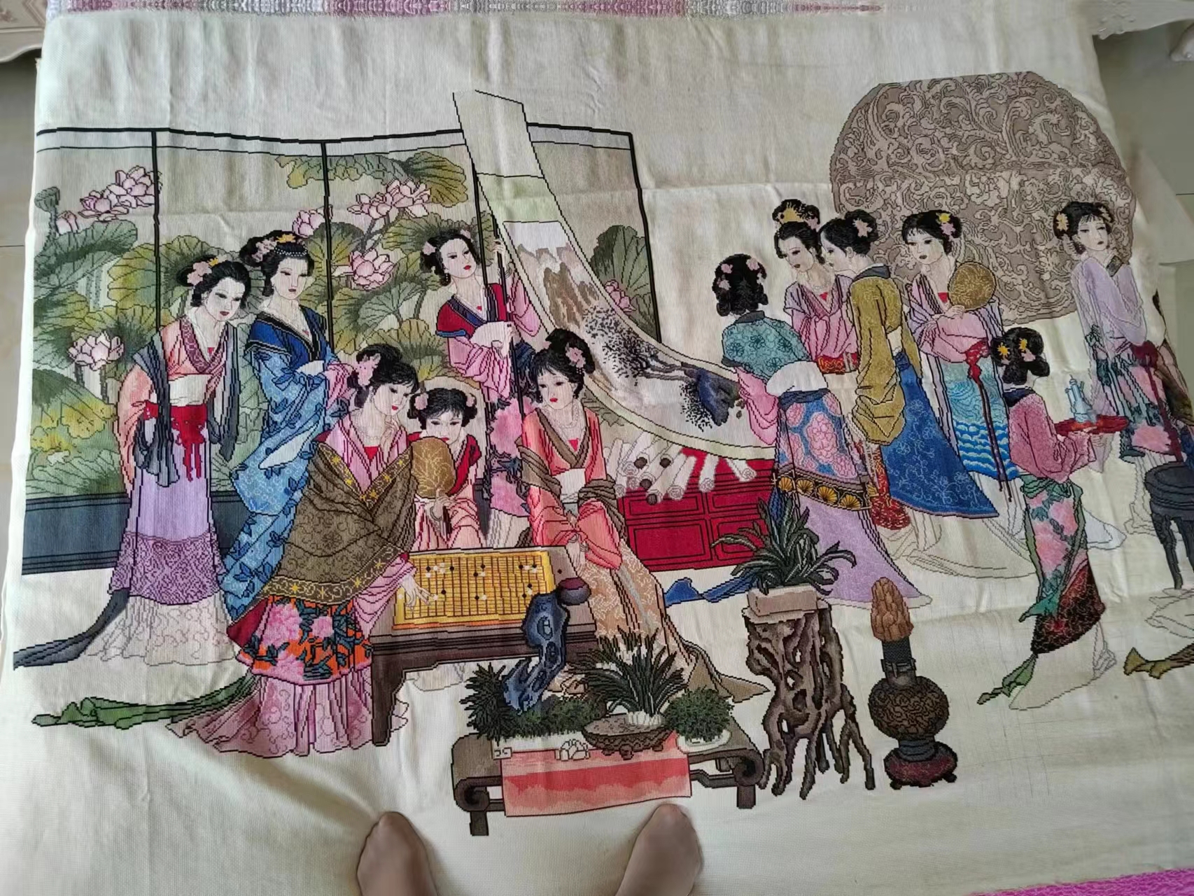 琴棋书画十字绣嘴巴绣法,琴棋书画十二金钗十字绣