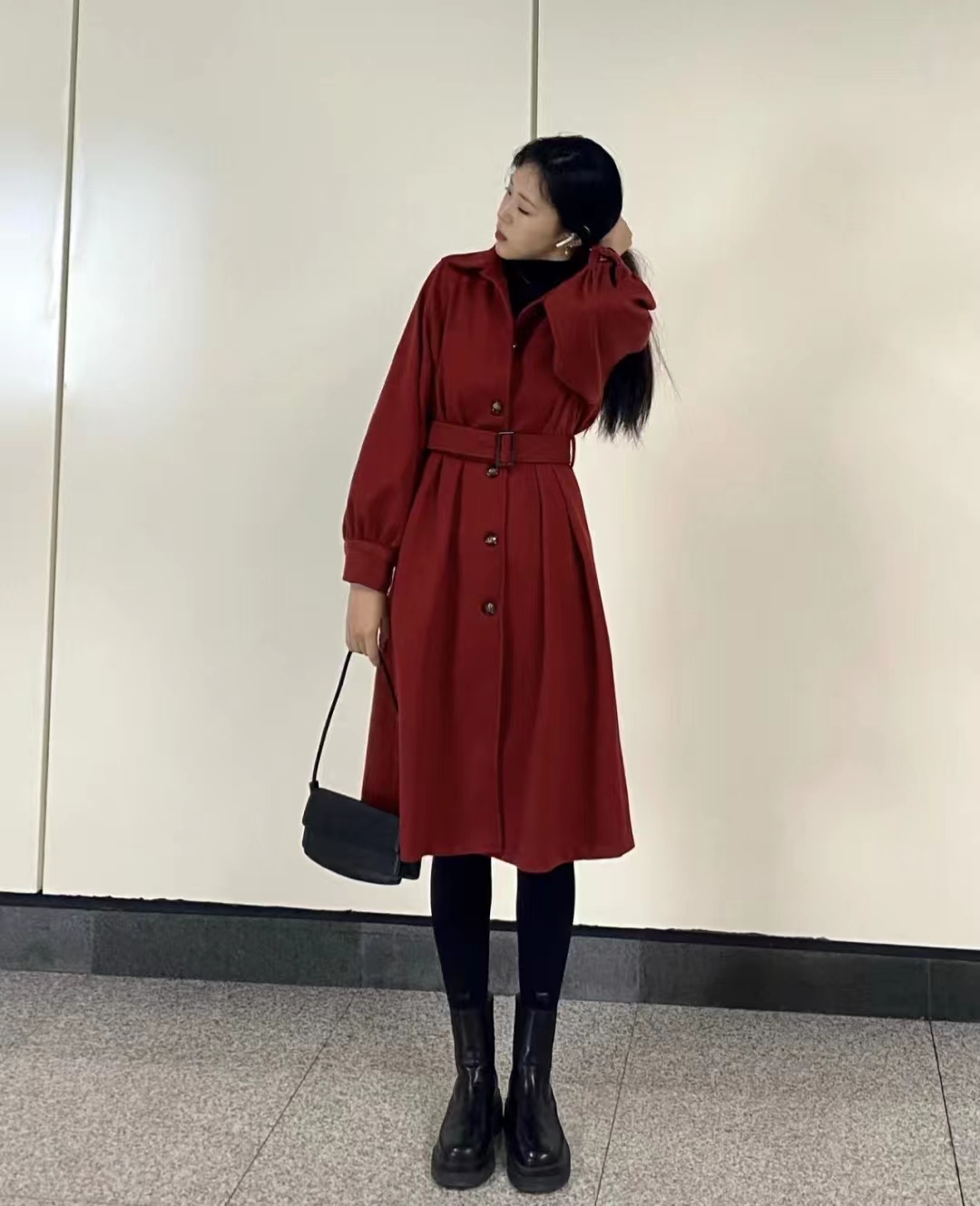 大衣搭长靴优雅阔太,大衣配长靴显矮