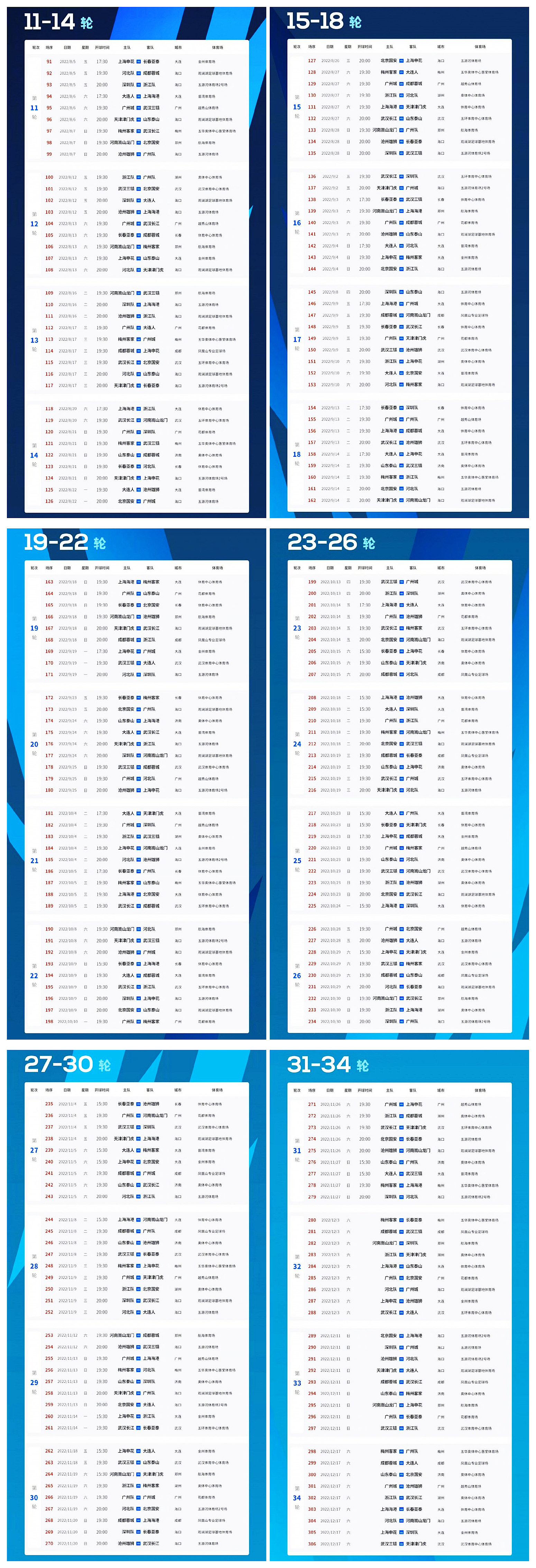 中超联赛2021赛程第四阶段,2023中超全部赛程图