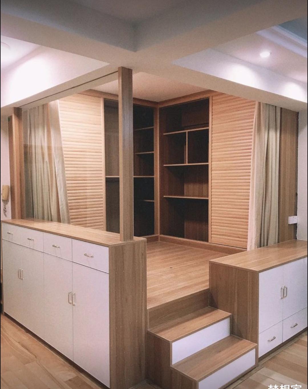 隔断墙砸掉做双面柜,砸掉一面墙连通客厅