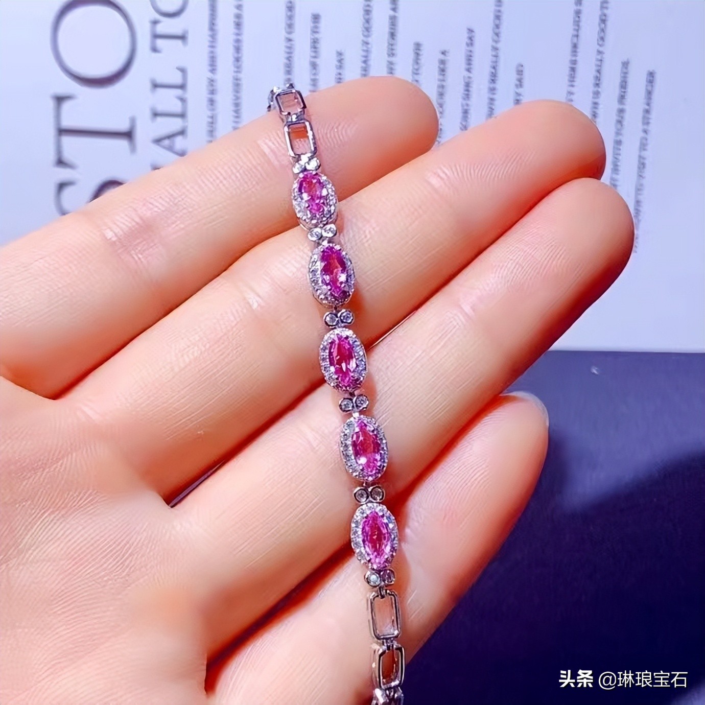 s925欧美个性蓝色银手链,s925银波斯湾海水蓝幸运手链