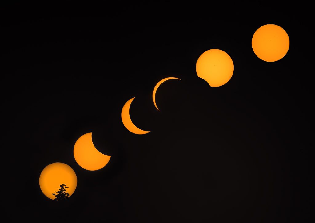 月食阶段,月食的五个阶段示意图