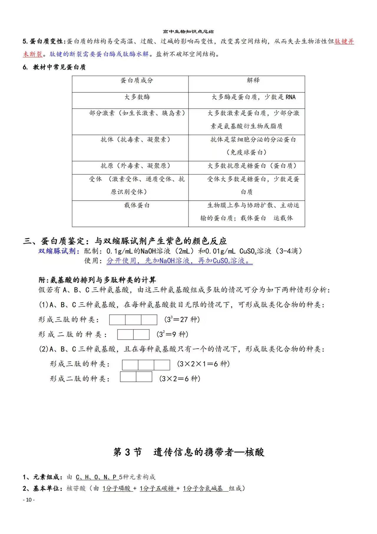 高中生物知识点大总结高考版,高中生物高三复习知识点