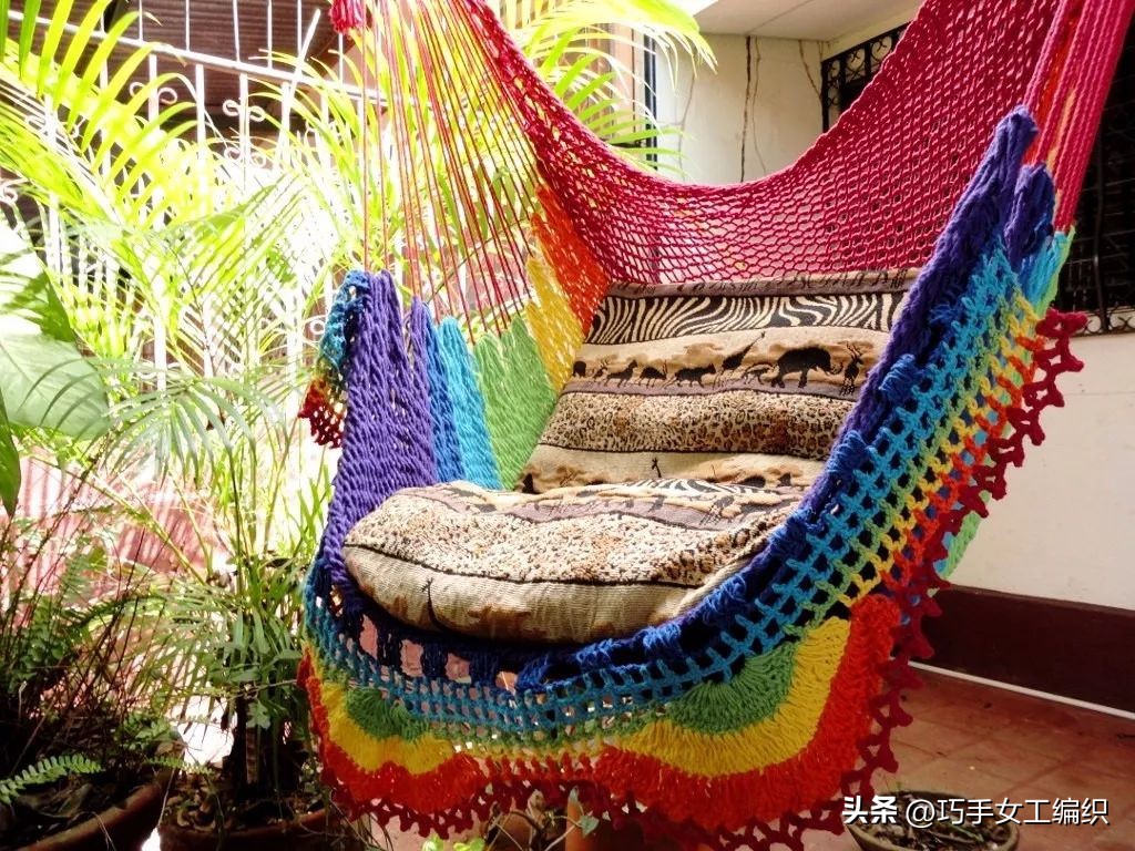 别再只会钩床罩，钩一张这样的吊床简直好用到你不信