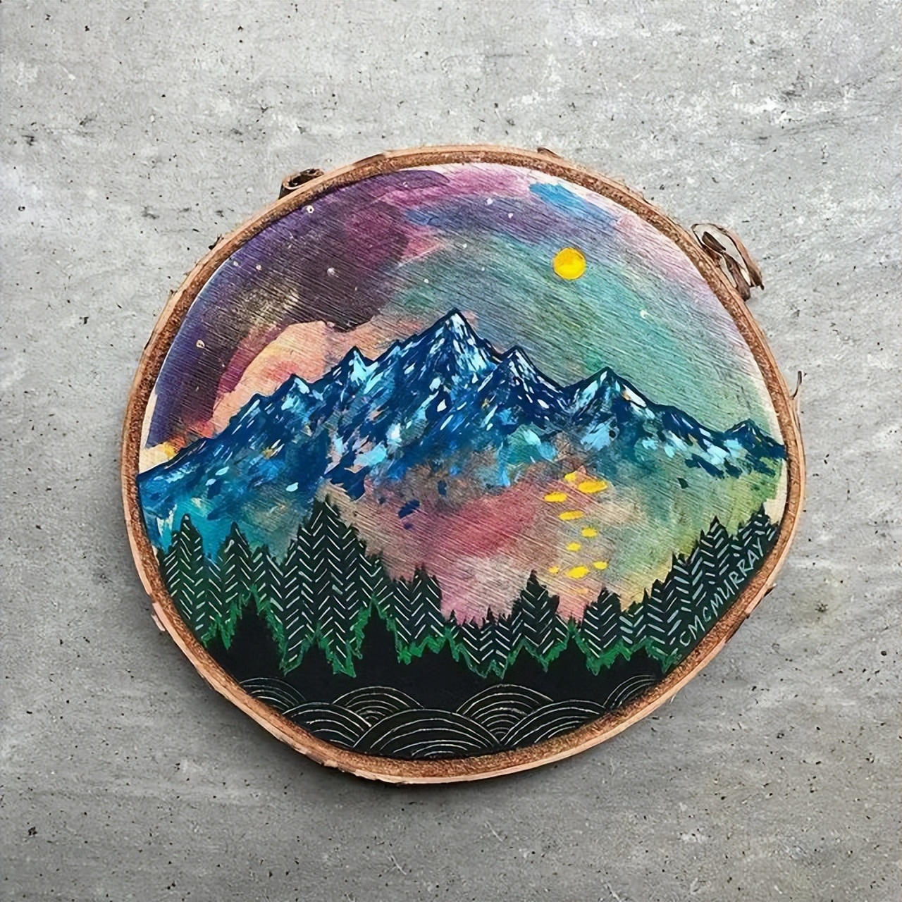 绘画风景中的山水,石头上画风景画简单