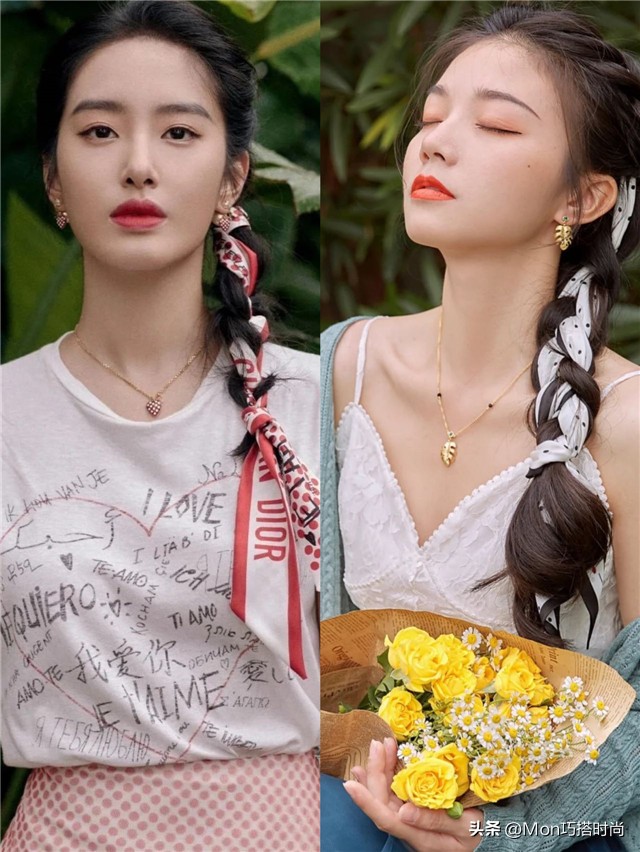 短方圆脸适合的扎发,3种洋气减龄显脸小的扎发教程