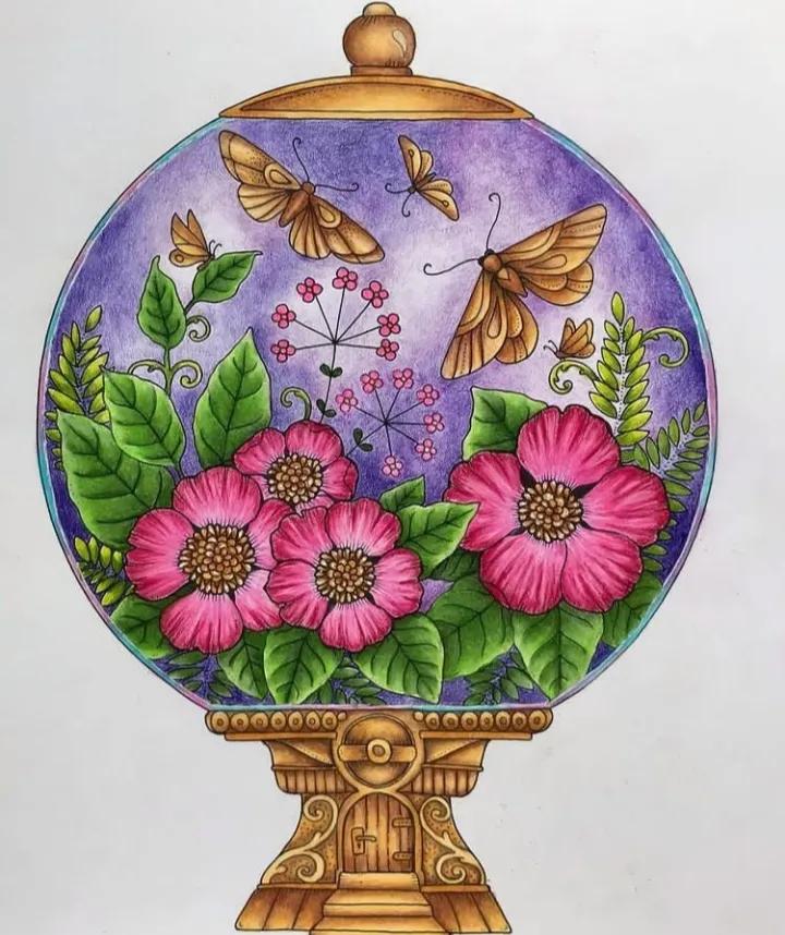 100幅初学者彩铅画花卉,100张新手彩铅临摹图片