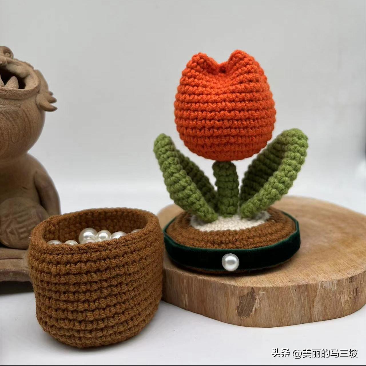 郁金香花朵收纳盒编织教程,郁金香的盆栽的钩织教程