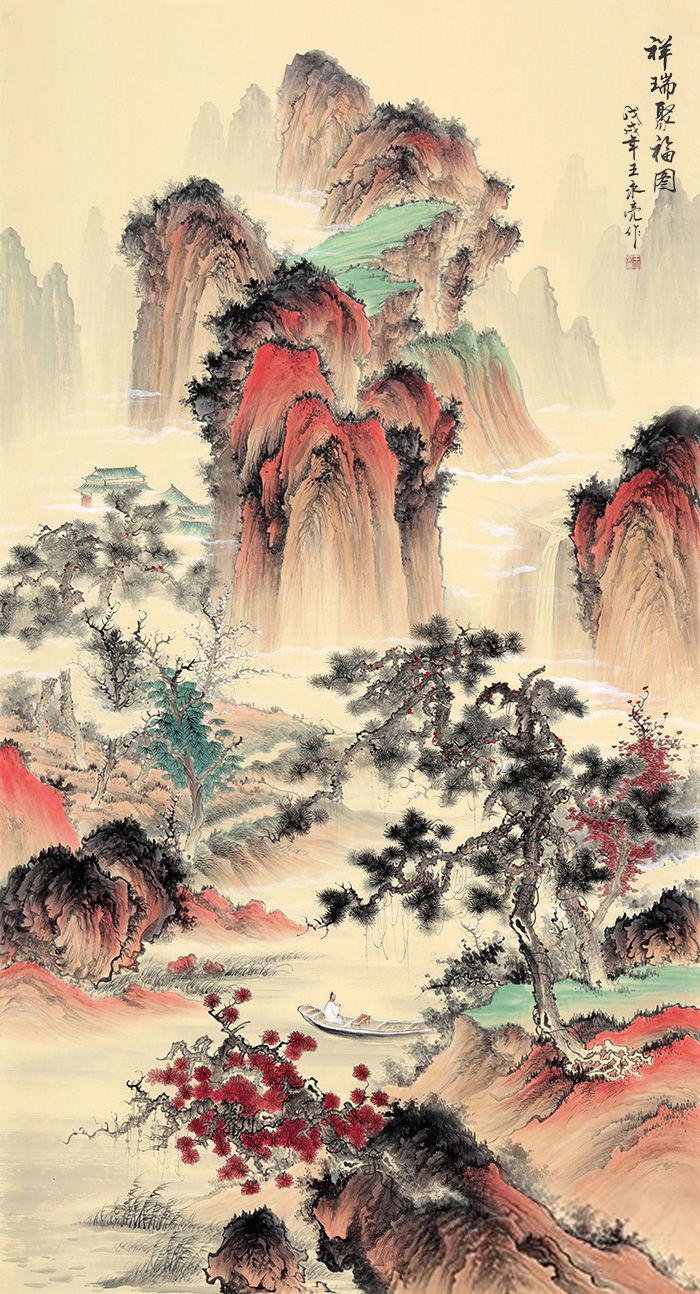 四尺斗方国画山水作品临摹,当代国画大师国画山水作品