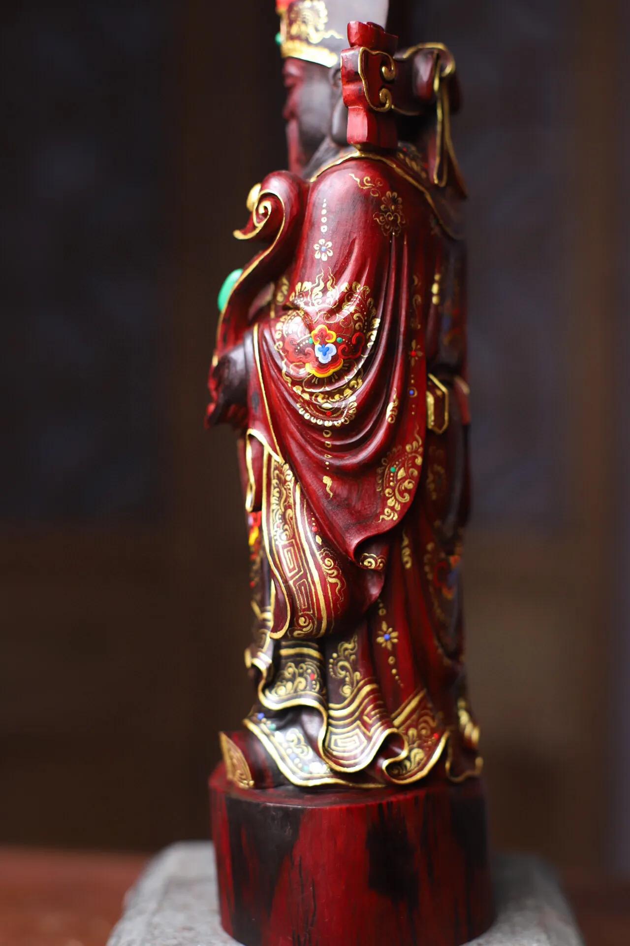 印度小叶紫檀财神爷手串,印度小叶紫檀木财神像