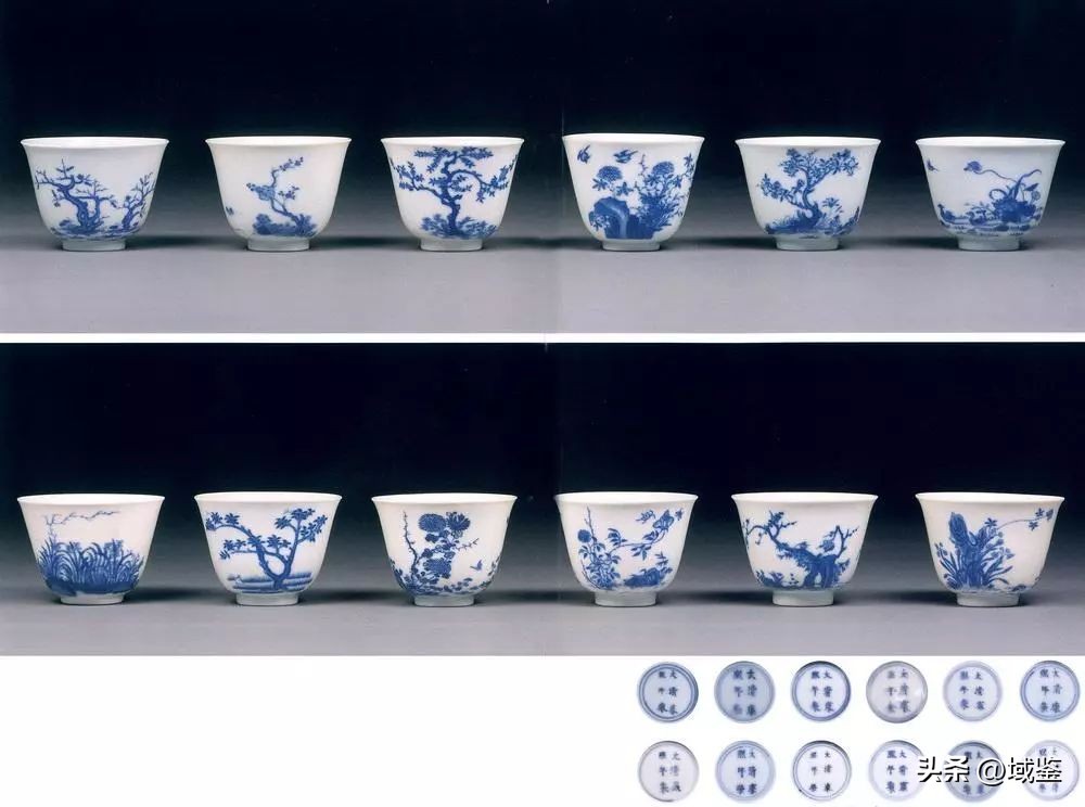 康熙官瓷十二花令杯欣赏,官窑康熙五彩十二花神杯价格