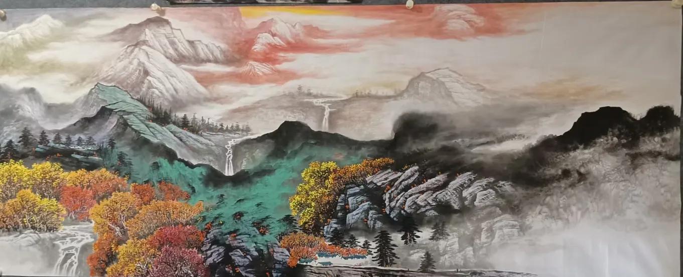 2019沙发背景墙山水画大全,山水画中式办公室客厅背景墙挂画