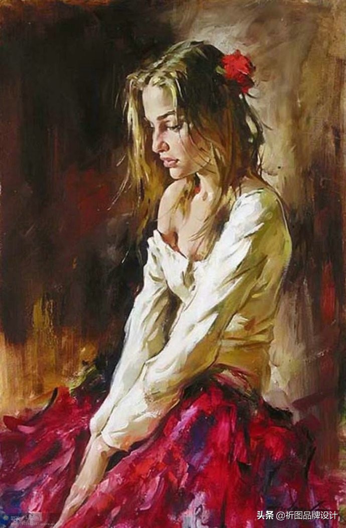 奔放狂野的舞者被安德鲁用画笔表现出来，腰窝突显的美背人体油画