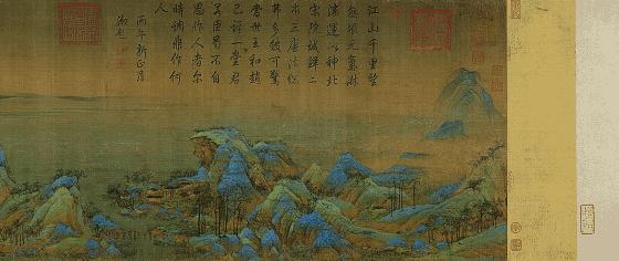 怎么用油画棒画千里江山图局部,千里江山图的河怎么用油画棒画