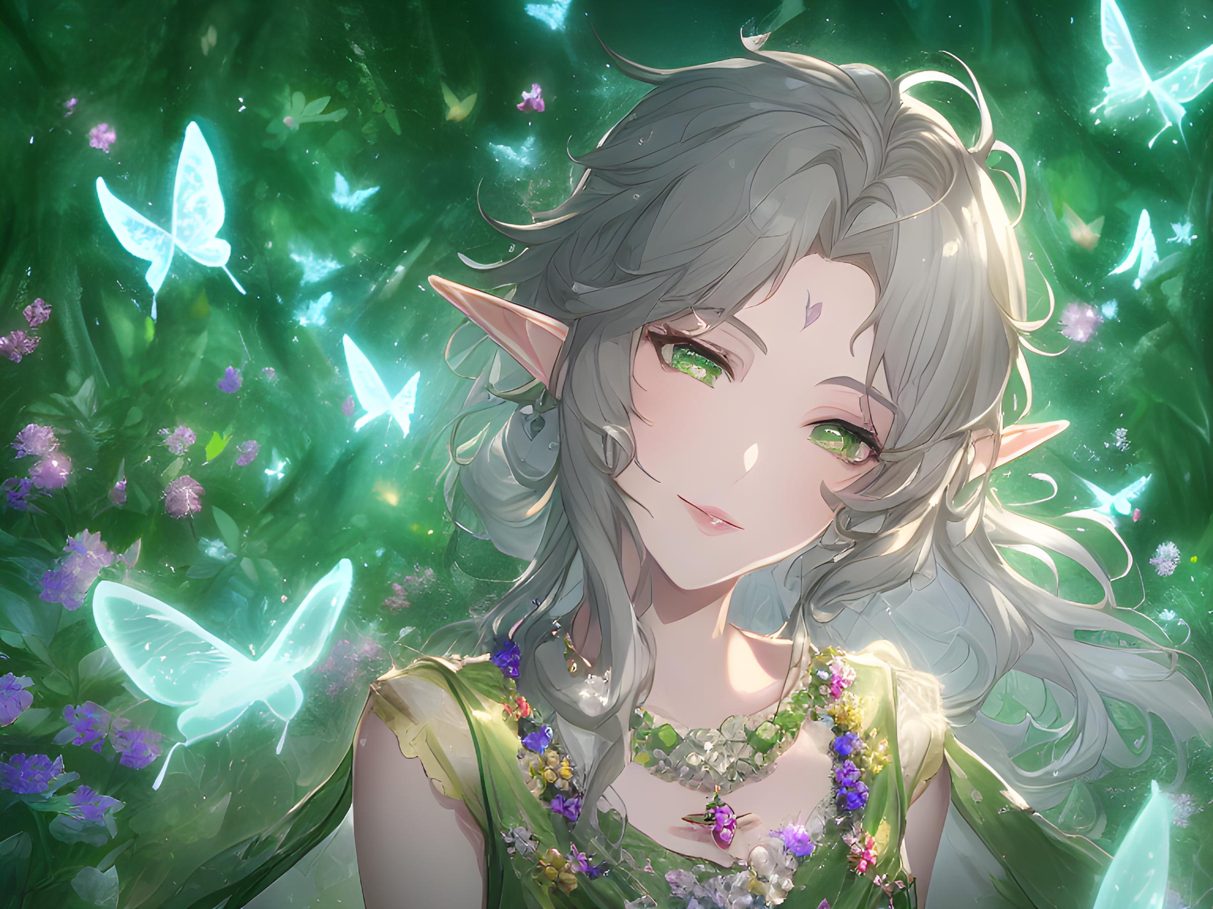 少女清新阳光二次元公主壁纸,森系精灵女神静态高清壁纸