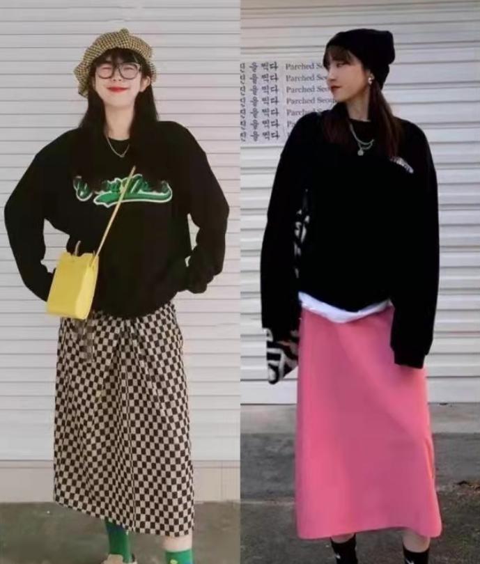 春天穿搭女2022高级感卫衣,卫衣配什么裙子好看春天