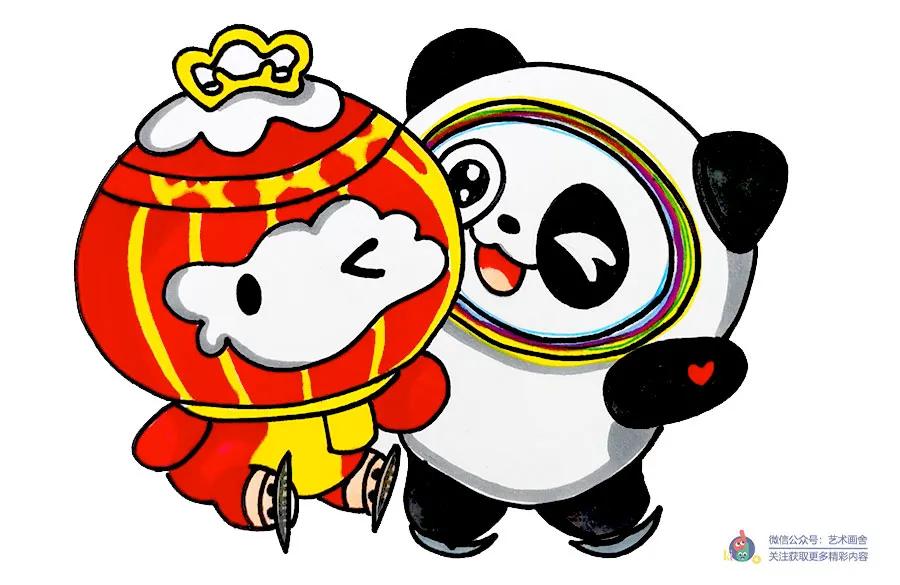 2022年冬奥会吉祥物雪容融简笔画,儿童画冰墩墩雪容融