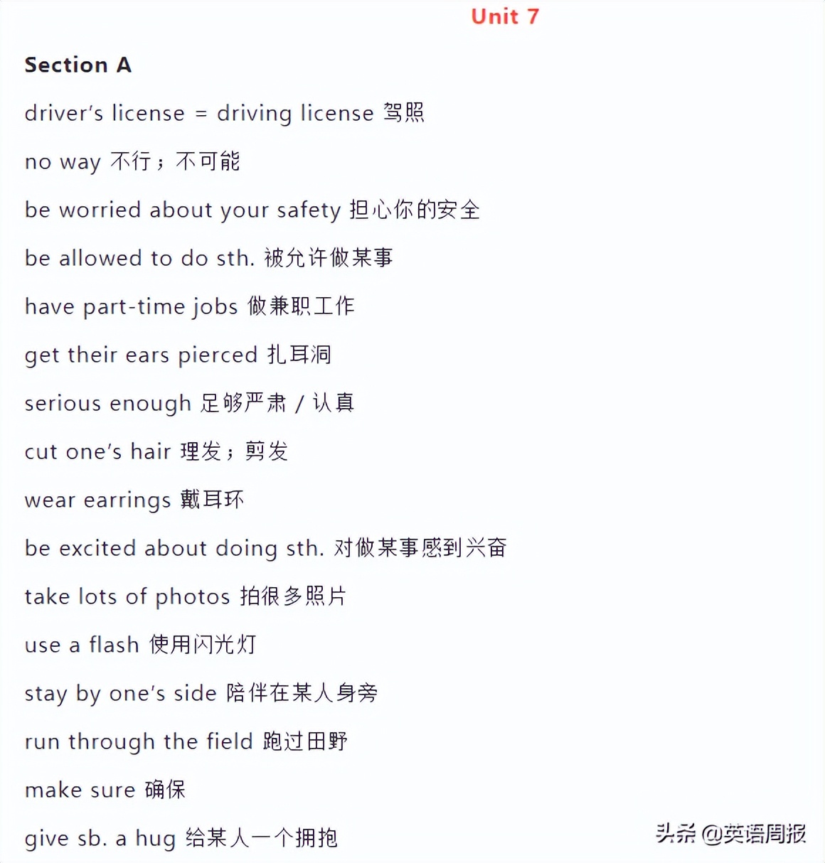 初中英语短语1000句,英语初中七年级下册短语