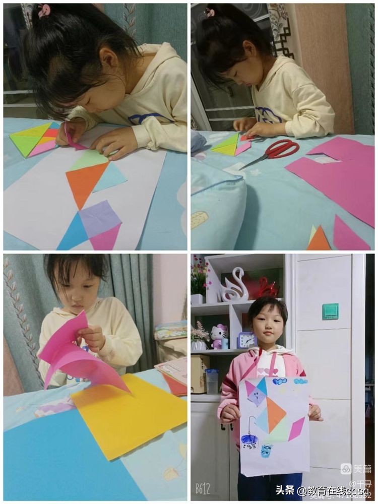 七巧板拼图美丽校园,七巧板拼贴画一年级