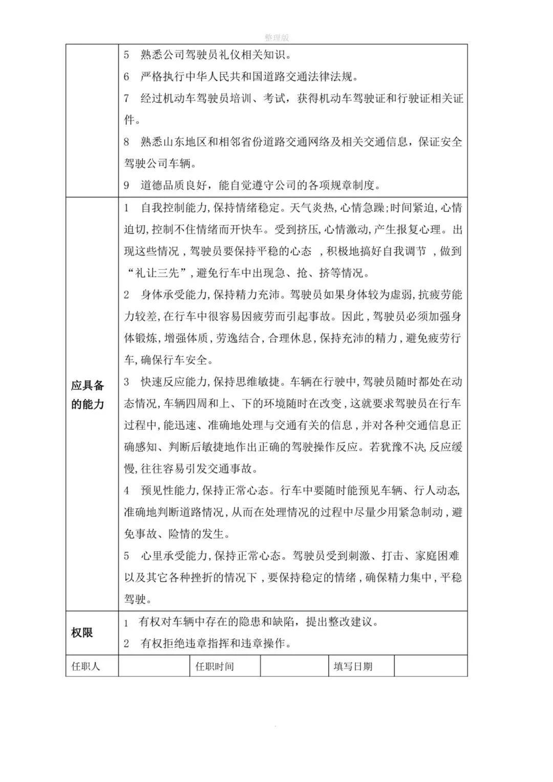 企业各部门岗位职责对照表,企业各岗位的基本流程