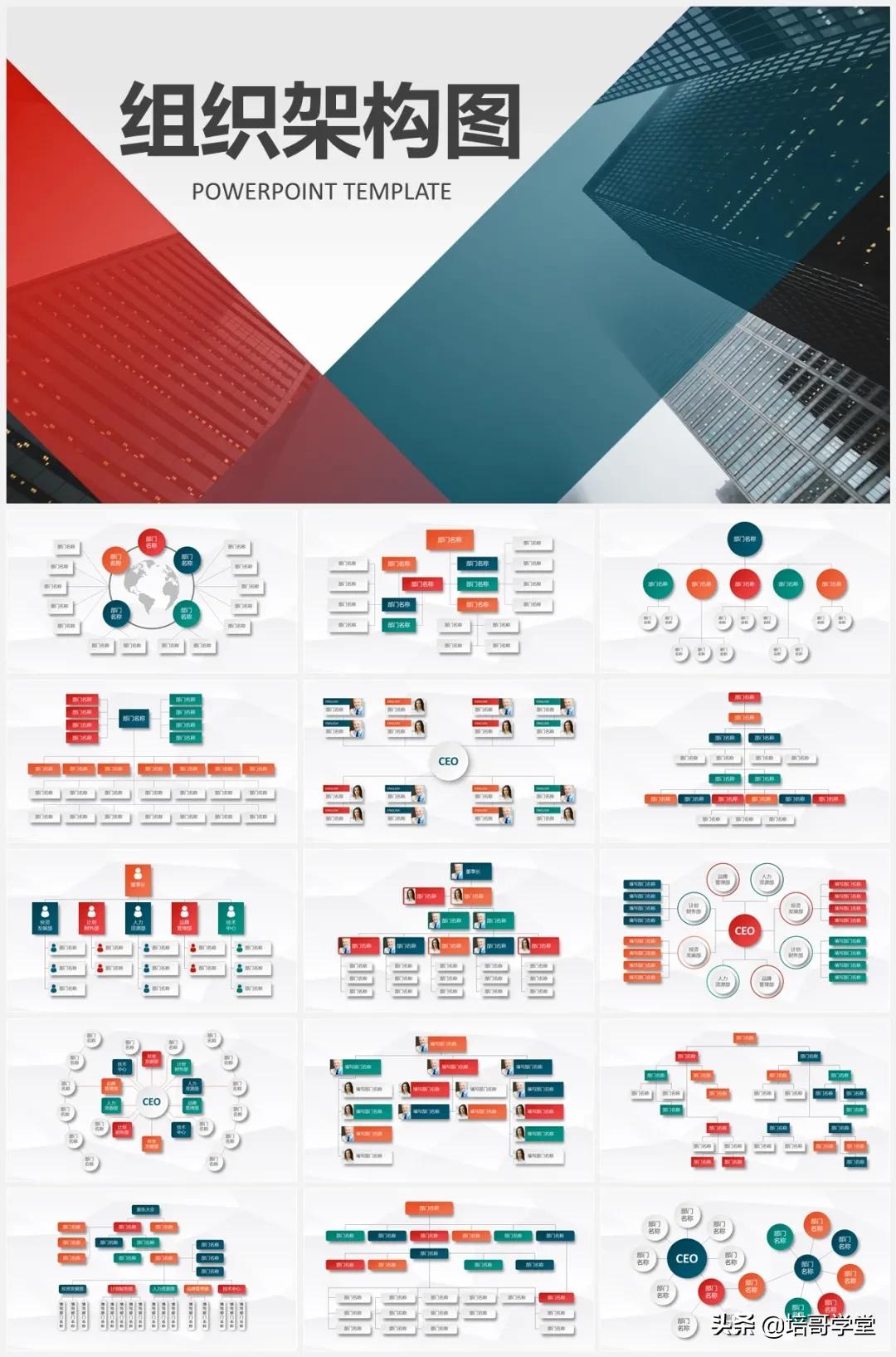 宠粉福利！高颜值《企业组织架构图PPT模板》资源包来啦