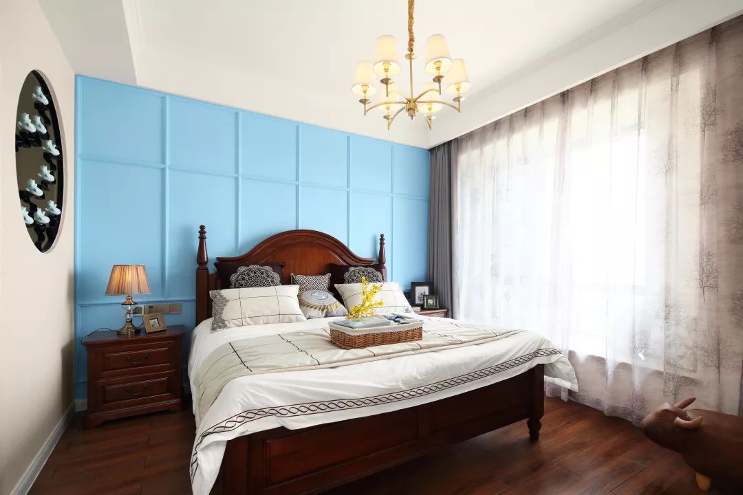 美式复古蓝色装修效果图,极简的美式复古风格