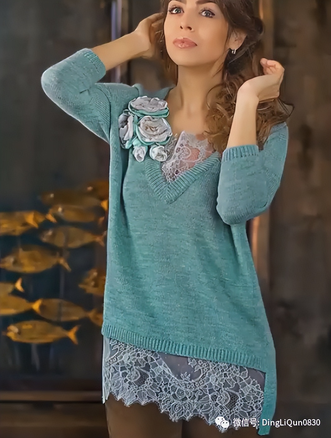 毛衣加蕾丝花边的方法,带蕾丝花边的毛衣