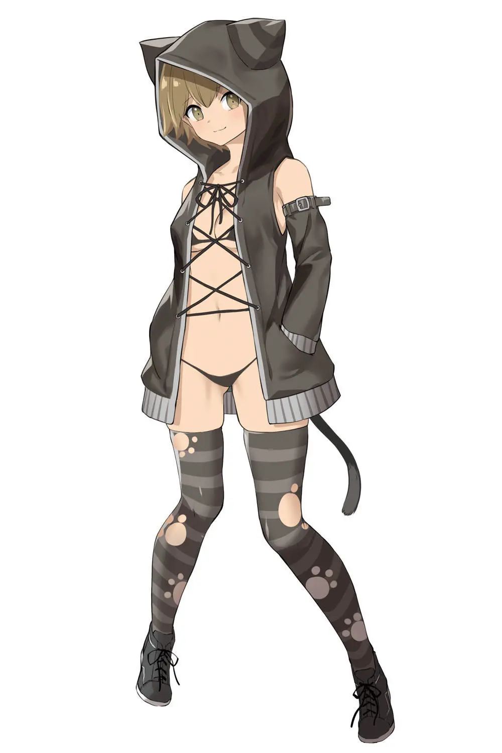 如何画出性感的服装-“连帽衫”的搭配搭配黑猫图案很酷