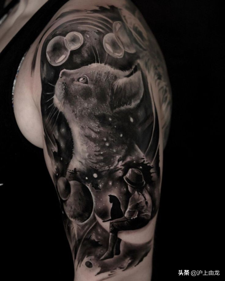 猫咪纹身图案设计,猫咪纹身图片小图案