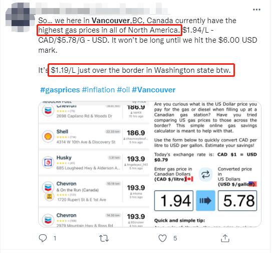 卑诗省油价持续飙升米面肉奶价格涨幅巨大居民恐慌性囤货