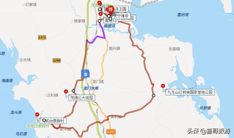 湛江雷州旅游景点大全地图,广东湛江雷州旅游景点