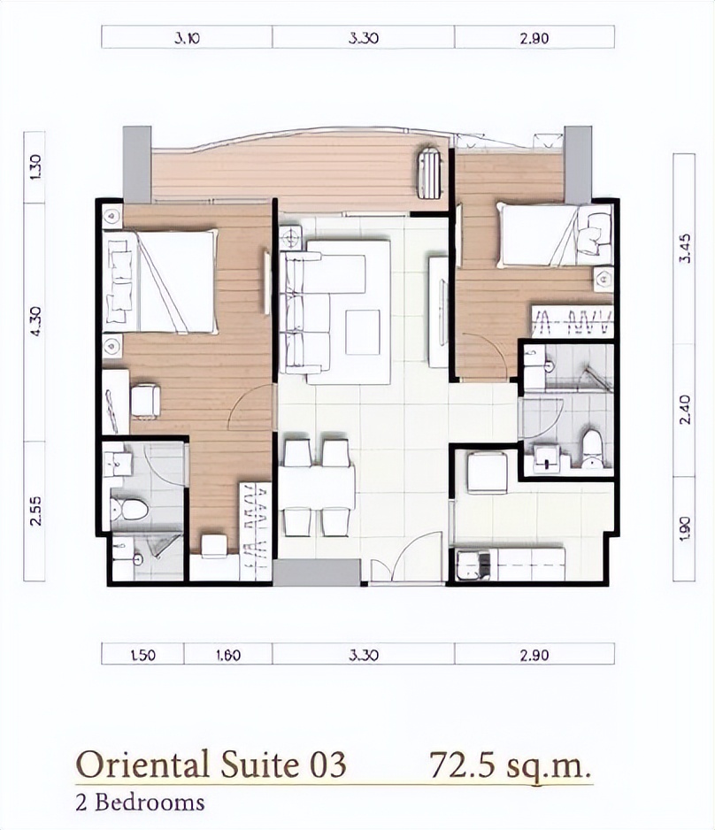 泰国曼谷2居室公寓价格,泰国曼谷顶级公寓45平左右