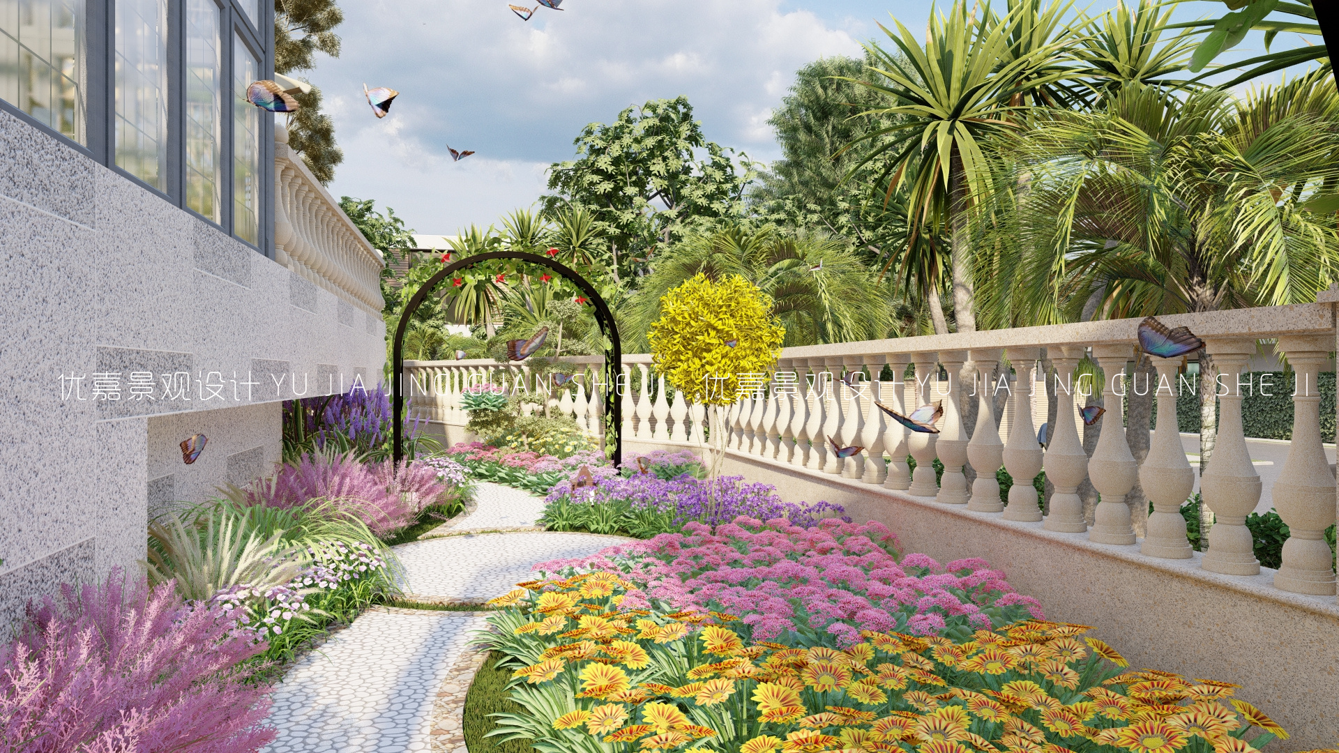 别墅室内庭院花园设计,独栋别墅庭院景观设计说明