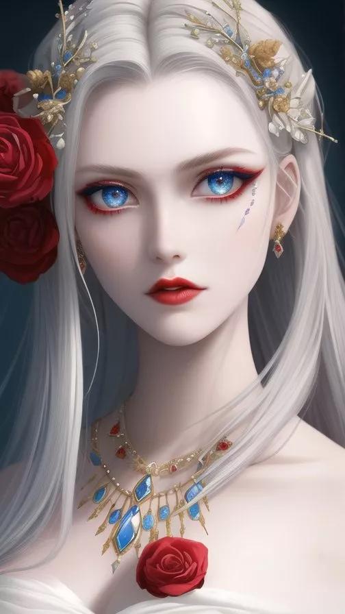 ai绘画白色长头发二次元美女,ai绘画美女二次元动漫图片