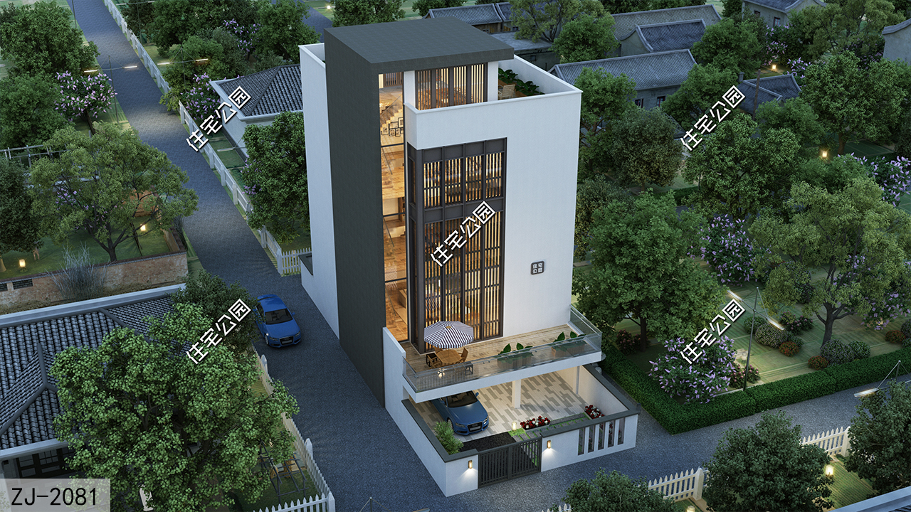 90平米四层农村自建房现代,四层自建房120平方图平顶