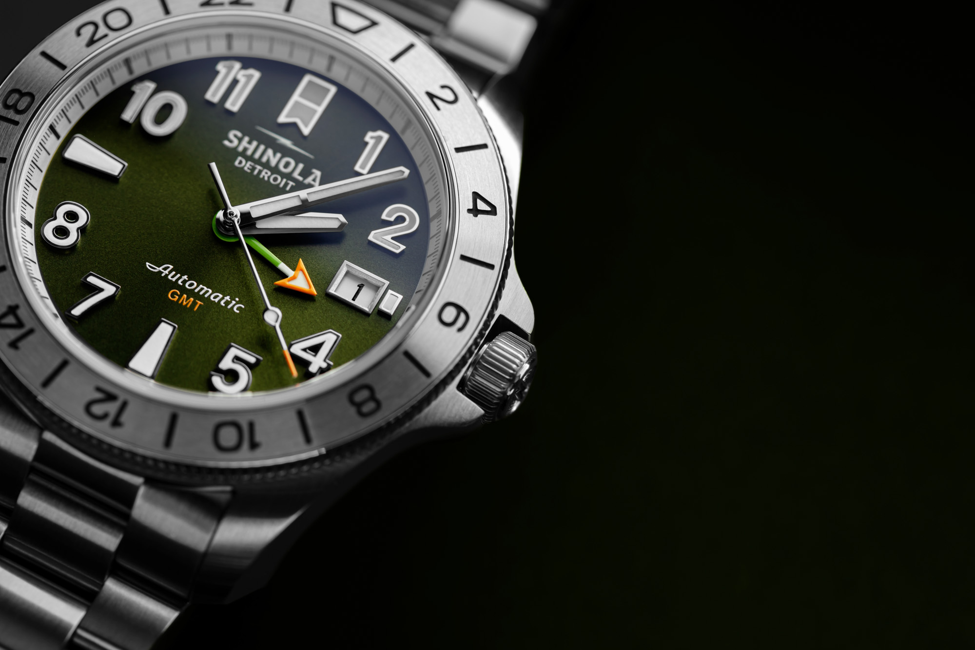 美国底特律手表品牌Shinola，推出橄榄绿怪兽GMT手表