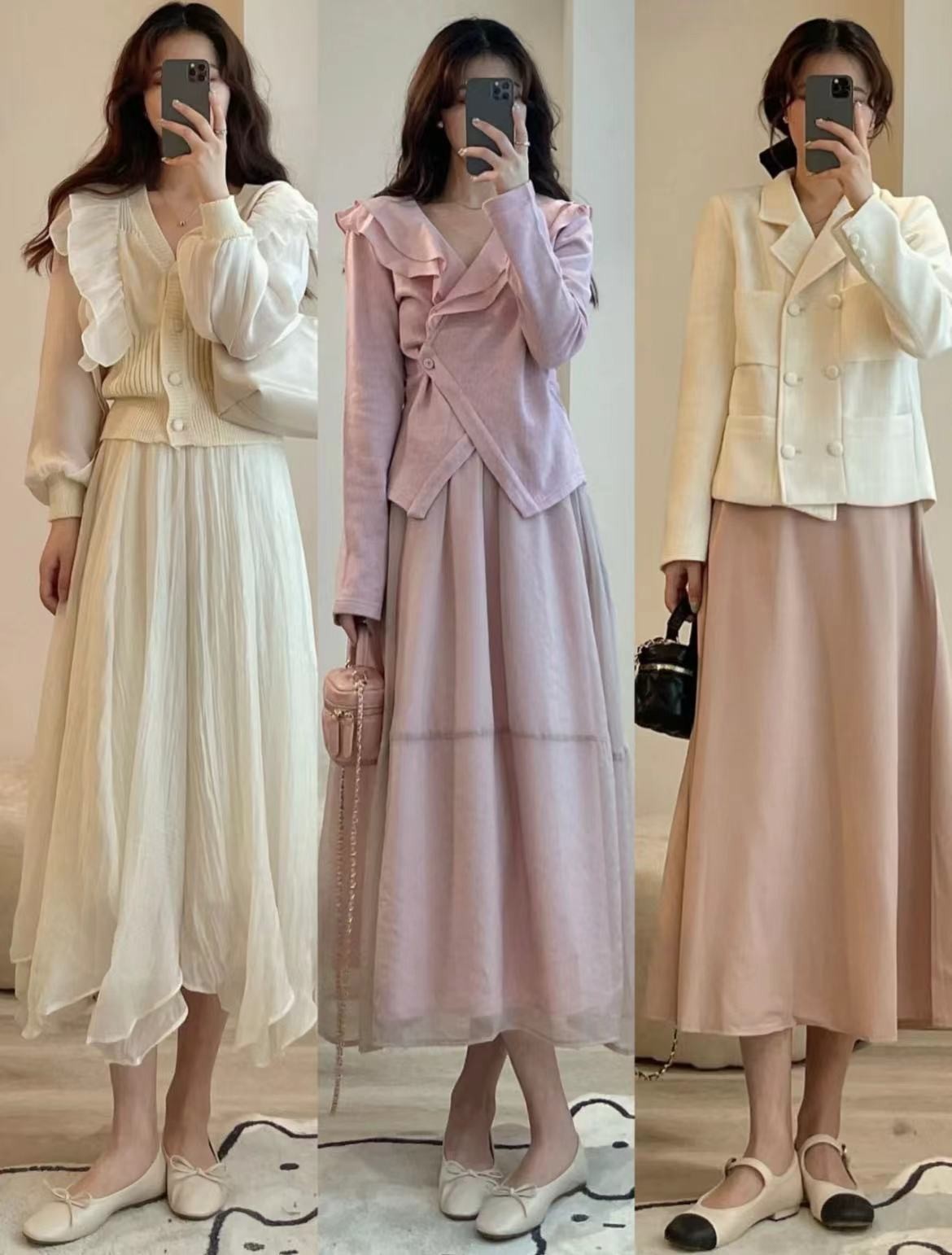 秋半身裙穿搭优雅,初春格子半身裙女生气质穿搭方法