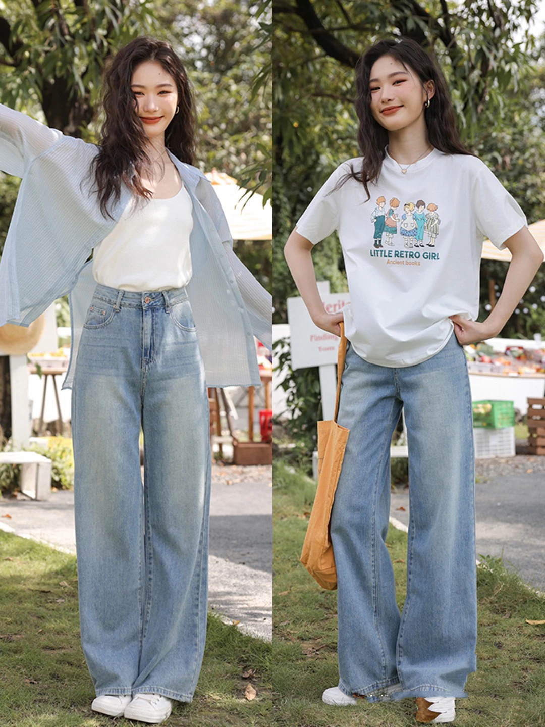 夏季白衬衣牛仔裤怎么穿出高级感,夏天宽牛仔裤搭配什么t恤