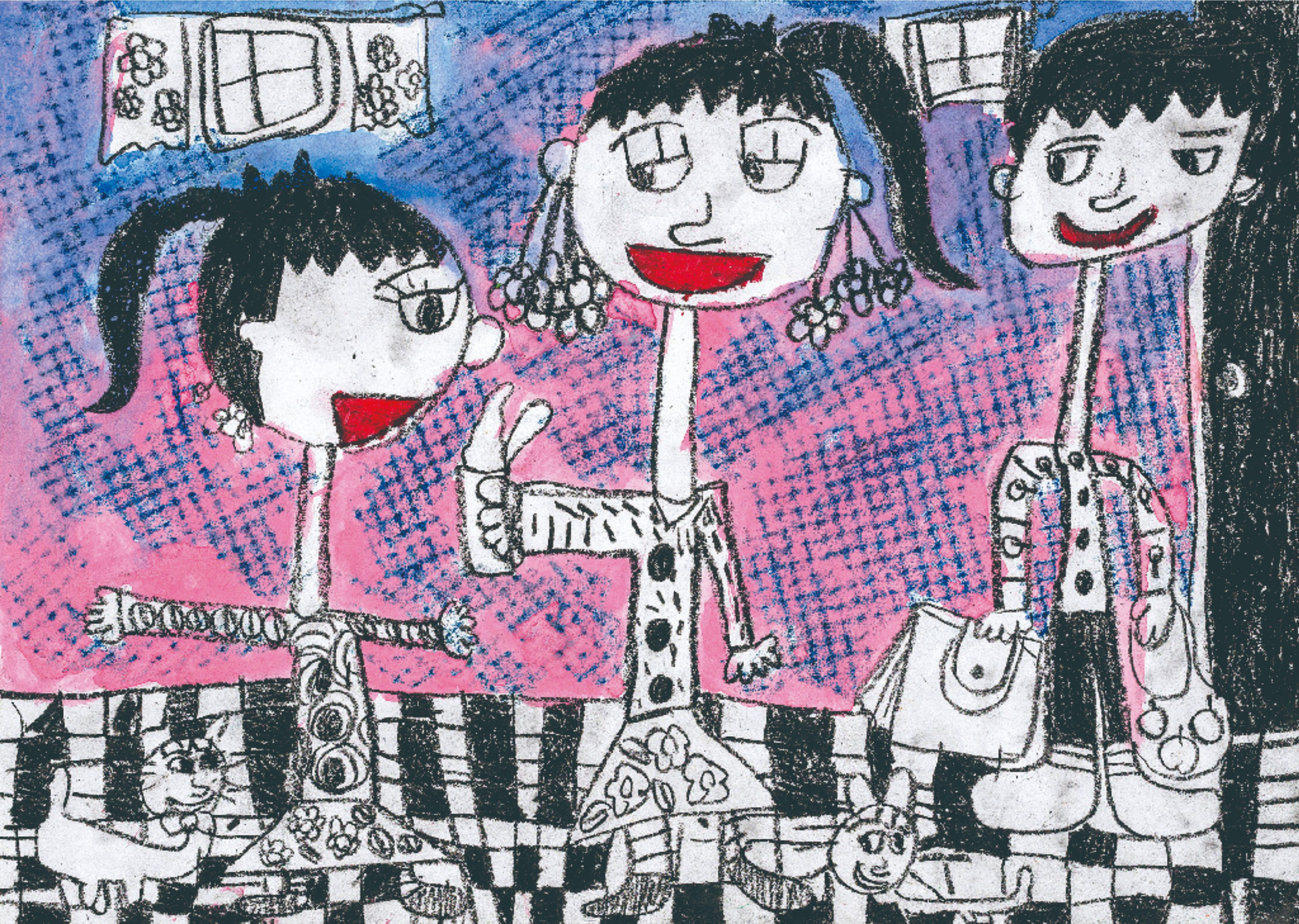 童心绘世界美术作品展示看板,优秀儿童画作品展示