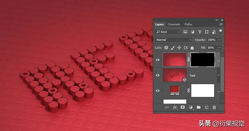 ps怎么做立体空心圆柱效果,ps文字贴合在圆柱上面
