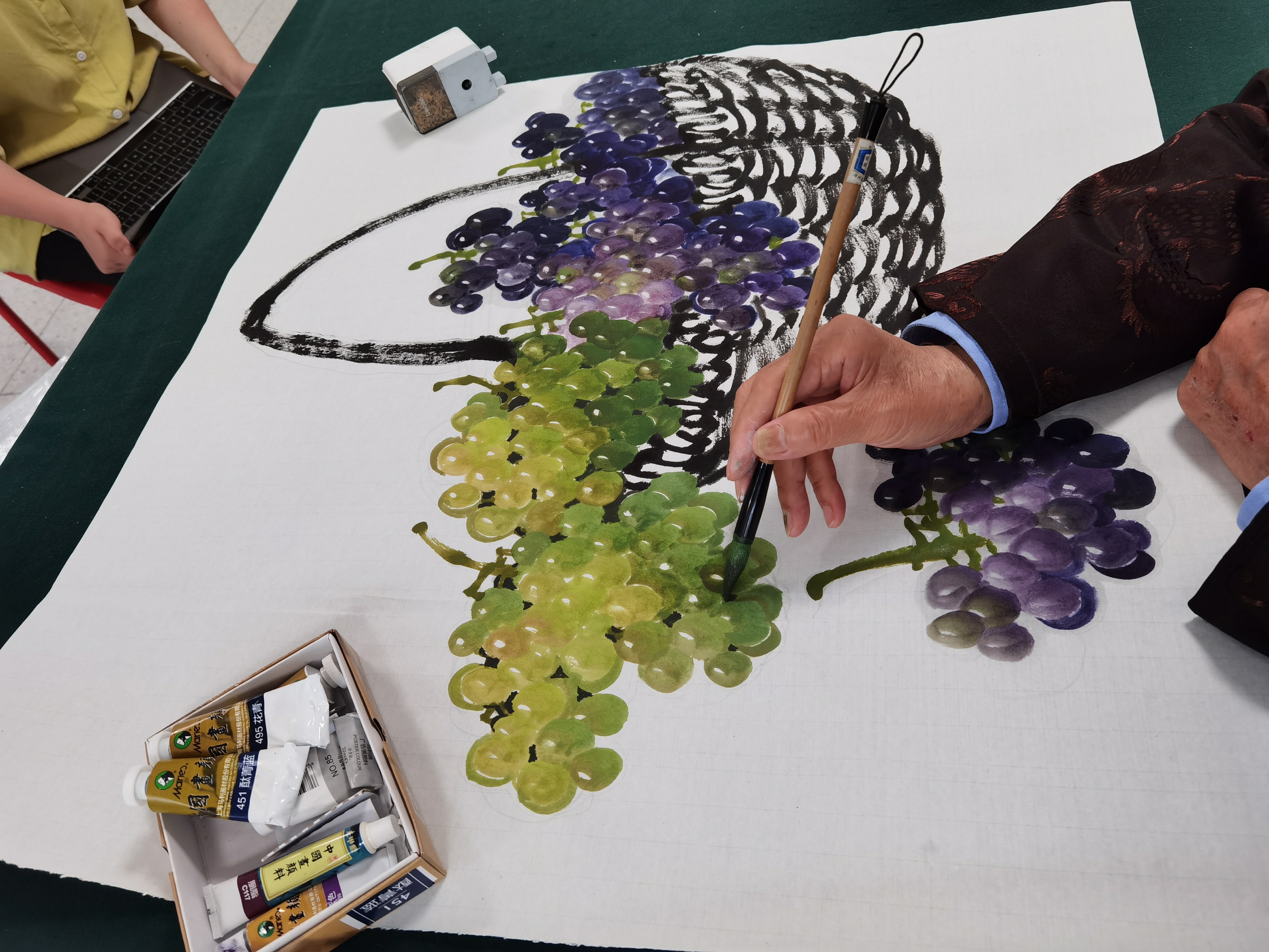 国画教学老外,国画大师进校园