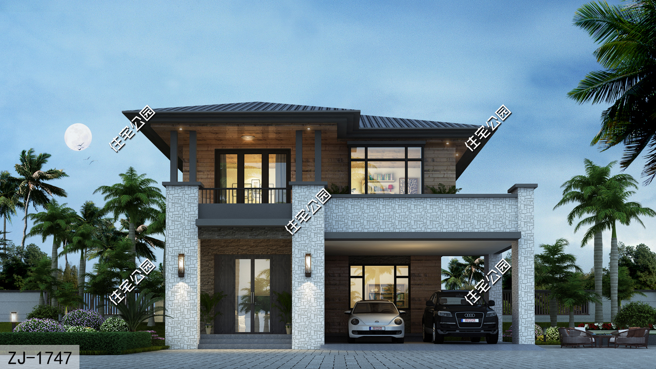 120平米带露台二层别墅全套图纸,农村二层不带坡屋顶别墅大全