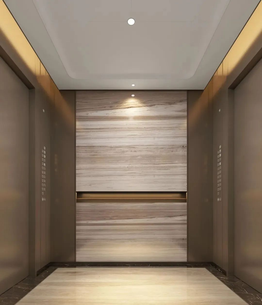 这就是5星级酒店，必须用大理石装修电梯的原因