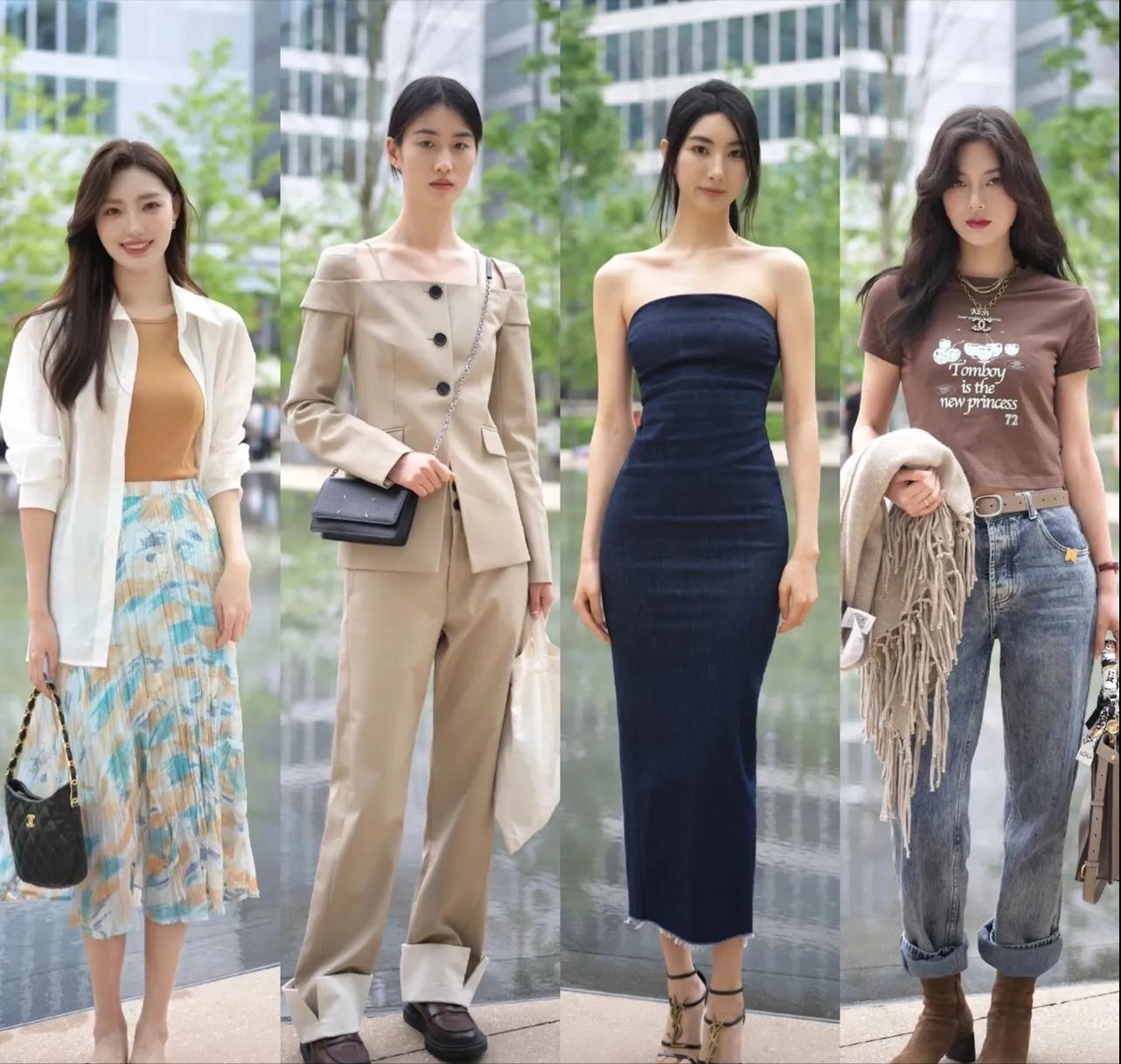 杭州女孩真会穿，满大街长裙长裤，不配高跟鞋也很美！