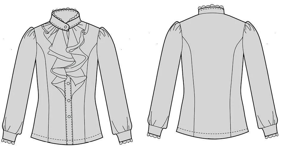 雪纺长袖裁剪图,女雪纺长袖衬衫裁剪图